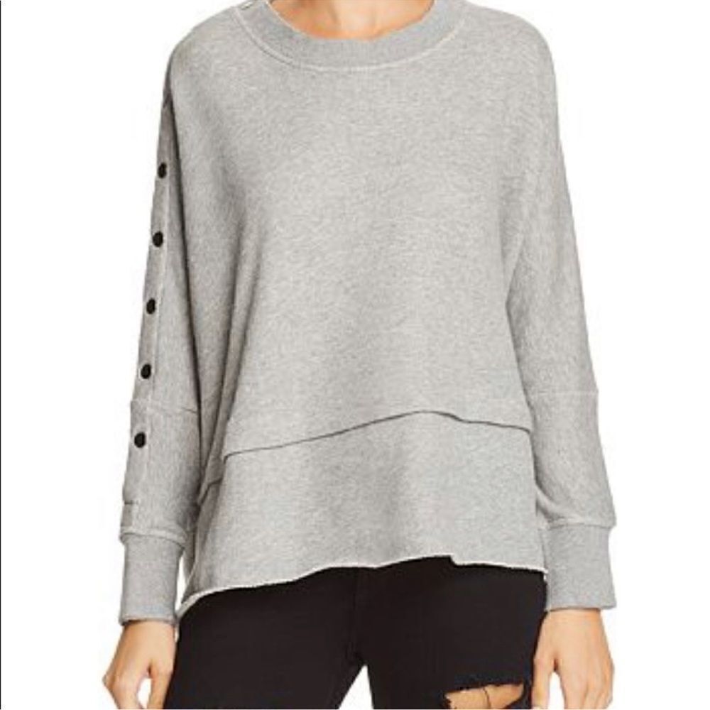 Vintage Havana Snap Sleeve Raw Hem Sweatshirt Gray S